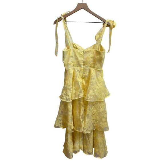 Lulus Glamorous Sweetie Dress Yellow Floral Bustier Midi - Picture 8 of 9